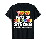Happy 100 Days of School 2nd Grade Strong No Matter The Distance With Rainbow, Heart, Pencil 100 días de escuela Ropa para niños con distanciamiento social Wifi Virtual Studentent Gift 100th Day Back School Divertido aprendizaje virtual, clase en línea, profesor virtual