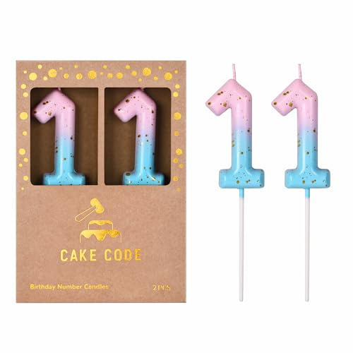 CAKE CODE 2.76 Inch Classical Pink Blue Gold 11 Number Birthday Candles Gold Number Candles Cake Number Candles Party Celebration