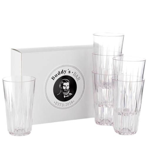 Buddy's Bar - Set de 6 Copas de plástico Tritan 0,5 litros, sin BPA, óptica de Cristal, Copas Reutilizables a Prueba de roturas, Reutilizables y aptas para el lavavajillas, 500 ml