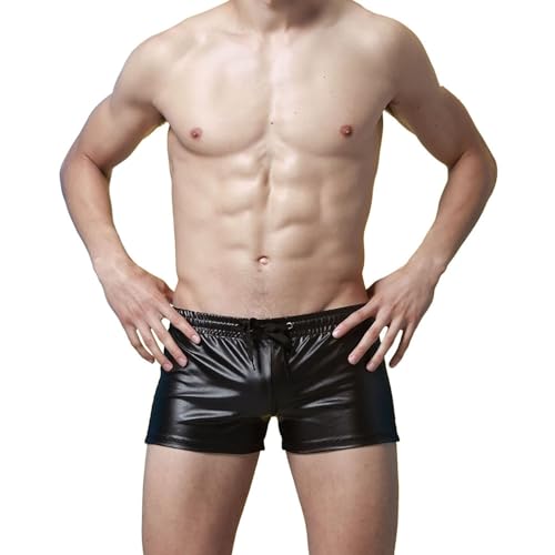 Patent Leather Swimming Trunks Beach Shorts Drawstring Men's Swimwear3
