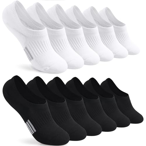 Image of No Show Socks Womens Cushioned Low Cut Invisible Footies for Running Athletic Gym Ankle Socks 6 Pairs