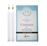 LANKER 18 Pack Taper Candles - 8 Inch Dripless Unscented Smokeless Candles - 6.5 Hours Burning Time - Decoration for Wedding, Churches, Dinner, Halloween and Christmas (White)