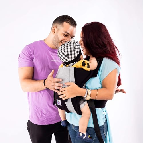 حامل أطفال من القطن بنسبة 100% من ميني فيبز - حامل أطفال لحديثي الولادة - حامل حفاضات للأطفال حديثي الولادة - حامل للأطفال من عمر 3-24 شهر- حامل أطفال حتى 18 كجم (لون أسود)