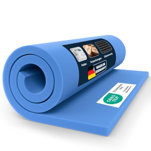 Schaumstoff [110x200x5 cm, PREMIUM] mittelfeste Schaumstoffplatte(RG40) Zuschnitt für Polster, Sitzpolster, Couch, Matratze, Topper und Campingauflage, PU Schaumstoff, Matratzenauflage, hitzebeständig