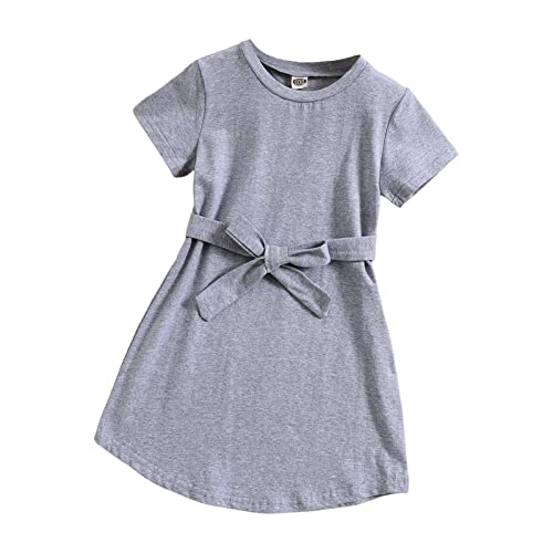 Girls Child Shoert Sleeve Solid Bow Summer Beach Party Dresses Dress Big Girls Long Sleeve Christmas Dress