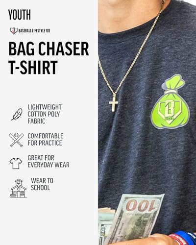 BL101 Youth Bag Chaser Baseball Graphic Tee for Boys - Gray, YM - image 6
