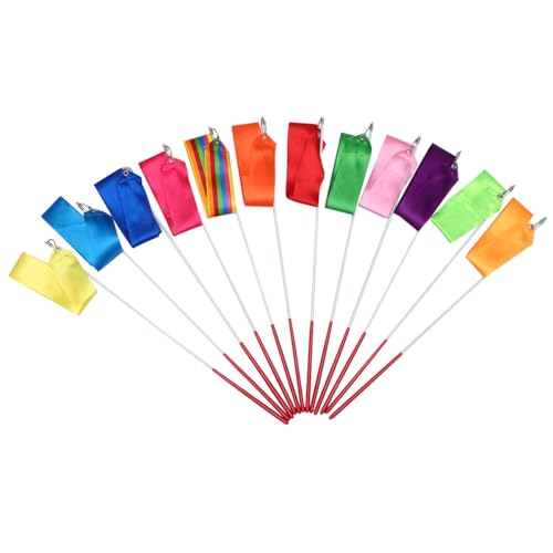 Ruban de gymnastique 4m pour spectacle scolaire et entraînement de danse en club - Lot de 12