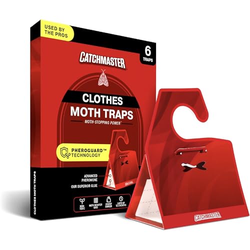 Catchmaster Clothes Moth Traps with Premium PheroGuard Technology – XL, Extra-Strength Glue – Odorless, Kids and Pet Safe – Traps & Eliminates Moths – Protects Clothes, Closets and Wardrobes – 6-Pack