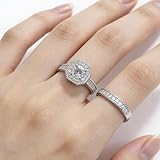 Gziweuwi Vintage Simulated Diamond Rings 925 Sterling Silver Moissanite Full Diamond Ring Couple Princess Round Diamond Ring Set Fashion Sparkling Luxury Engagement Ring for Women 10
