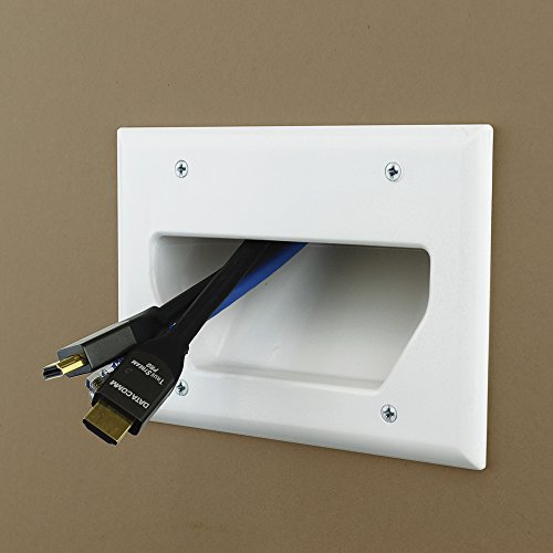 DATA COMM Electronics 45-0003-LA 3-Gang Recessed Low Voltage Cable Plate - Lite Almond (Pack of 2)