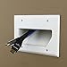 DATA COMM Electronics 45-0003-WH 3-Gang Recessed Low Voltage Cable Pass Through Wall Plate – Flush-Mount Design for Clean Wire Management Behind TVs, Amps & AV Devices – White