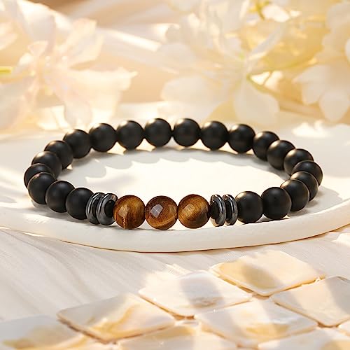 Gifts For Men, Mens Bracelet Jewelry, Christmas Xmas Birthday Gifts For Men Him Teenage Teen Male Coworker Best Friend Cool Cute Unique Small Get Well Soon Retirement Inspirational Gifts Idea Present For Men Who Have Everything, Black Bracelet For Men #TOP2