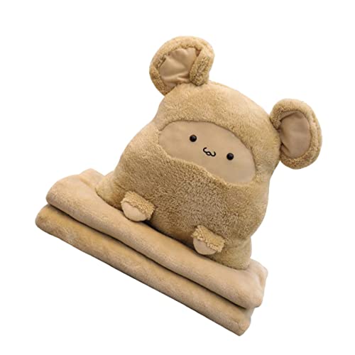 Cabilock 1 Pc pequeña Almohada de edredón Almohada para el Cuello de Viaje Cama de Aire Caliente Summer Blanket tapete de casa de Siesta con Aire Acondicionado Felpa Brown