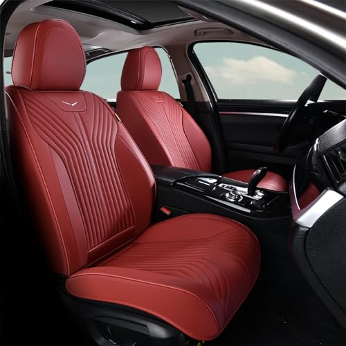 Image of FLORICH Automotive Seat Cover Leather Seat Covers Full Set Front Seat Cover and Back Seat Cover 5 Seats Waterproof Car Seat Cushion Universal Fit for Most Cars Trucks SUV, Red