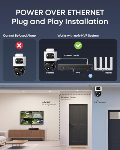 Image of eufy PoE Bullet-PTZ Cam S4, NVR Wired Add On Cam, Requires eufy NVR, 4K UHD Triple Lens, 360 Pan and Tilt, 8X Hybrid Zoom, AI Tracking, Red and Blue Light, PoE Plug and Play, 24 /7 Recording