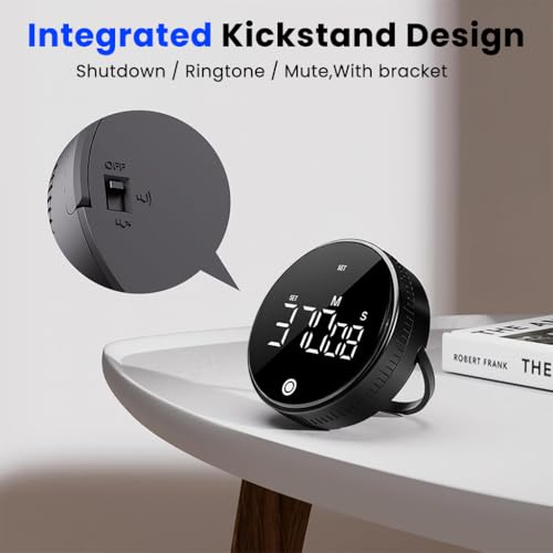 Image of HASTHIP Digital Kitchen Timer, Large LED Display Magnetic Manual Rotating Countdown & Stopwatch Timer (999 MIN), 70-80 db Loud Volume, 3 Adjustment Modes (Rotation /Key /Touch), for Cooking, Baking