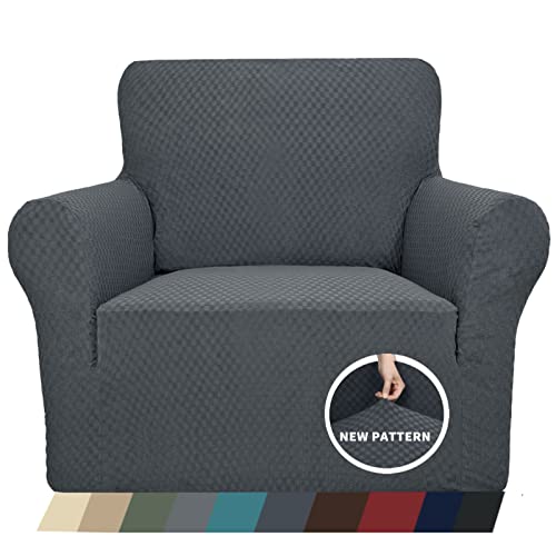 Znsayotx 1 Piece Jacquard Chair Slipcovers For Living Room High Stretch Chair Covers With Arms Anti Slip Pets Friendly Couch Sofa Armchair Cover Furniture Protector (Chair, Dark Grey) #TOP22