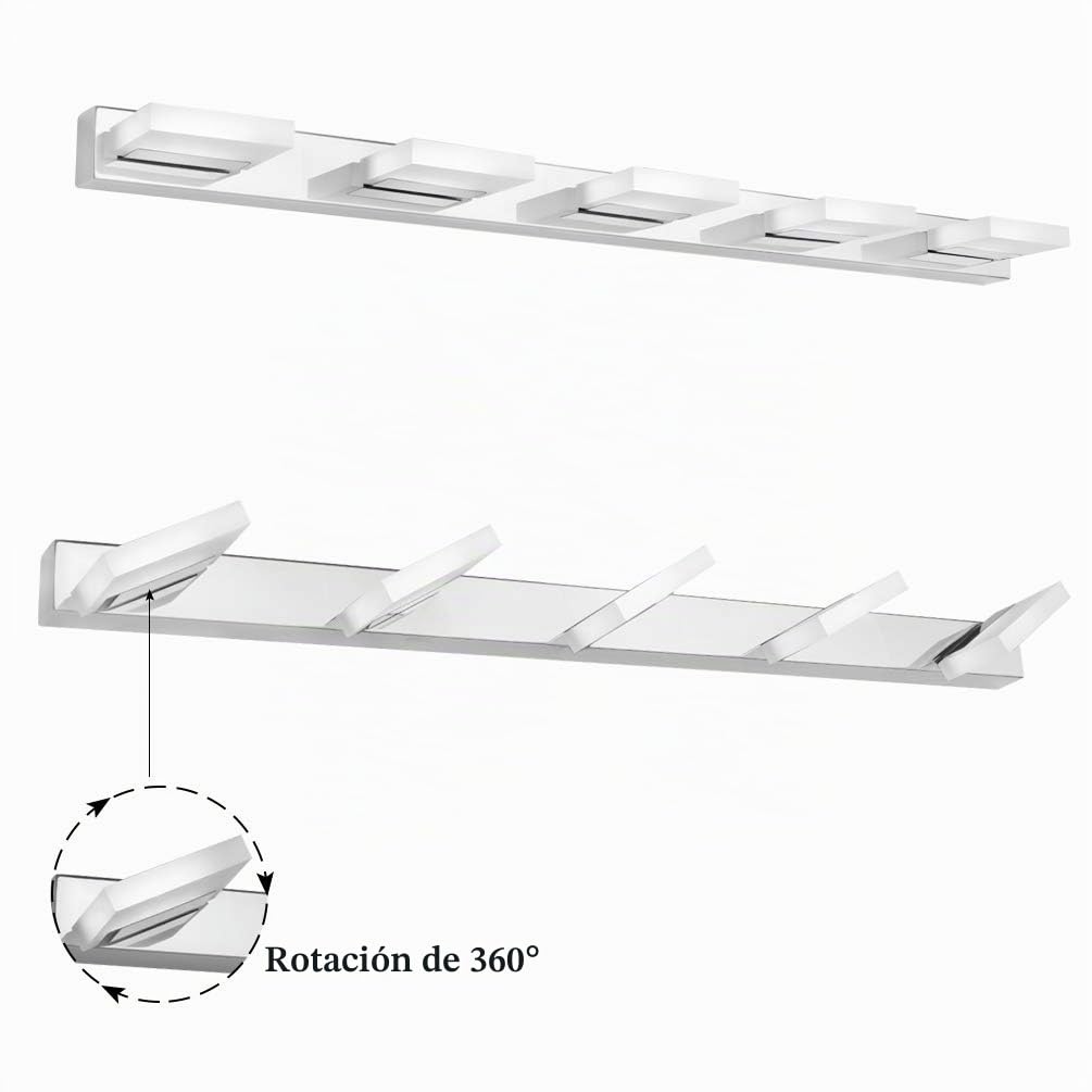Klighten Lámpara LED de Espejo 20W 1300LM Lámpara de Baño, Blanco Frio 6000K Lámpara LED de Pared Luz de Gabinete IP44 Luz de Espejo de Baño de Acero Inoxidable 95CM