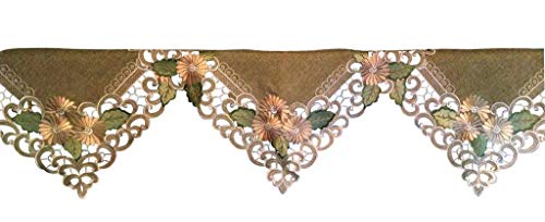 Doily Boutique Fireplace Mantel Scarf With A Gold Daisy Flower And Sage Green Burlap Linen Fabric Handmade Size 84 X 27 Inches #TOP27