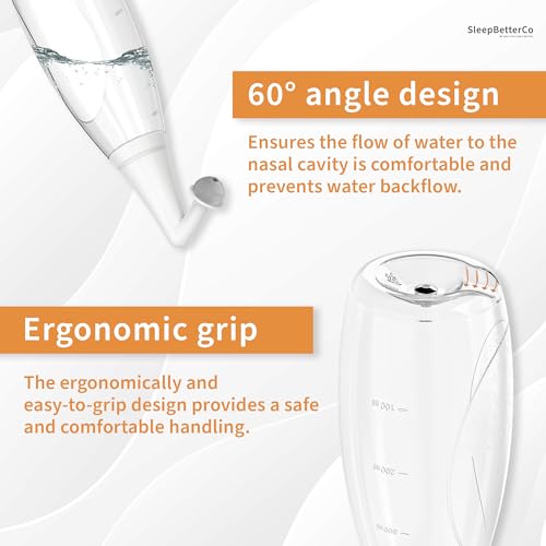 Image of Nasal Irrigator, Sinus Rinse Bottle, BPA-Free, Ergonomic Design, 2 Tips for Adult /Kids, Reduces Snoring, Relieves congestion, Easy to use, Transparent Light-grey