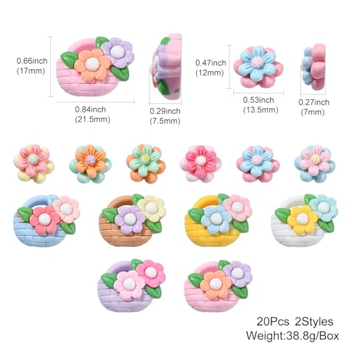 UR URLIFEHALL 20 Pcs Resin Flower Flatback Cabochons Opaque Floral Beads No Hole Embellishments for DIY Hair Crafts Home Decoration - Image 2