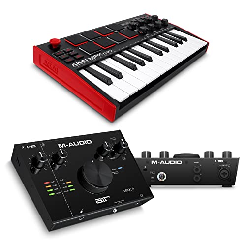 AKAI Professional MPK Mini & M-Audio AIR 192|4 – 25-Tasten USB MIDI Keyboard mit 8 Drum Pads und USB Audio Interface