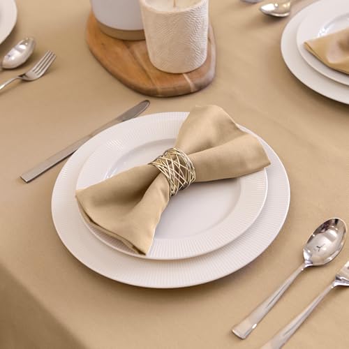 Image of Encasa XO Cotton Napkins for Dining Table | Set of 6, Size 43x43 cm | Machine Washable Reusable Table Napkin, Soft & Absorbent, Elegant Table Decor for Kitchen, Hotels, Party - Light Beige