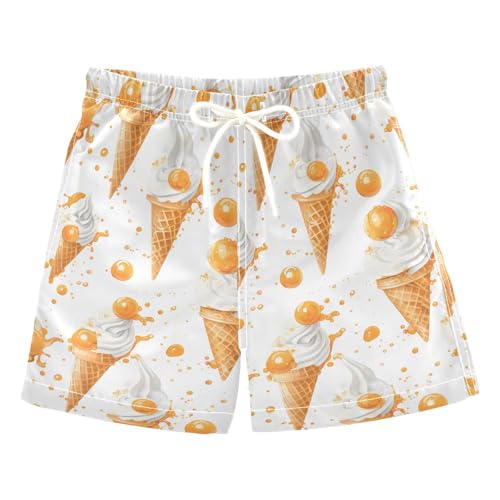 Ice Cream Orange Boys Swim Trunks Toddler Shorts Swimwear Boardshorts