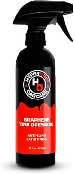 HyperDrip Graphene Tire Dressing Anti-Sling Tire & Trim Protectant with Deep Black Satin Finish, Graphene-Infused Hydrophobic & UV Resistant Formula for Long-Lasting Results! 16 fl oz