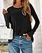 BTFBM Lace Long Sleeve Shirts Womens Tops Dressy Casual Knit Boho Lightweight Blouses Winter Clothing Fall Fashion(Black, Medium)