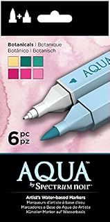 Spectrum Noir Aqua Artist's Water Based Dual Nib Marker Colouring Pens, Botanicals, Pack of 6, 19 x 9.6 x 2.1 cm