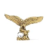 BRABUD Feng Shui Resin Flying Eagle with Glass Ball Statue Home Office Shop Decoration Collection Gift TQGJBS89