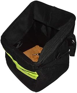 Cesta de bicicleta para mascotas, bolsa frontal desmontable, color negro con ribete verde