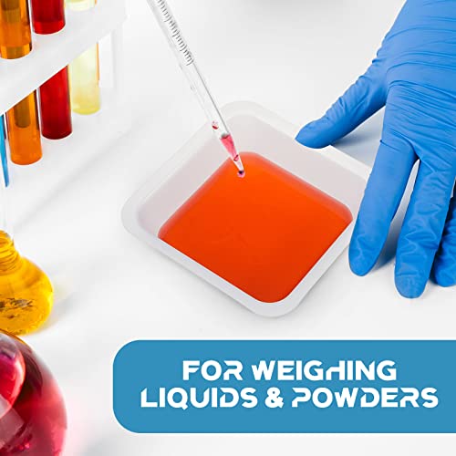 sherr 250 pack 100ml weigh boats medium bulk anti static white pans plastic square easy pour boats weighing trays for capsule filling lab dish powder liquid food sample container