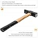 Blacksmiths' Hammer 0000811-1000 Professional Metalworking Forging Tool Swedish Pattern Round Square Face Cross Peen Engineer Hammer with Wooden Handle Black Head (2.2 lbs/1000g)