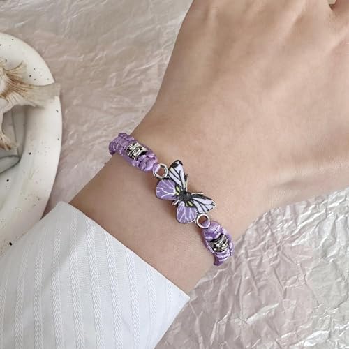Always Believe in Yourself Butterfly Bracelet - Cute Charm Bracelets for Women, Adjustable Braided Rope, Lucky Friendship Matching Bracelet2