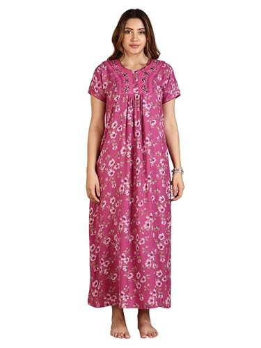 Image of 9shines Label Stylish Alpine Nighty Maxi for Women | Full Length Trendy Nightgown | Premium Nightdress | Nightwear | Embroidery Nighty with Pockets (2892)