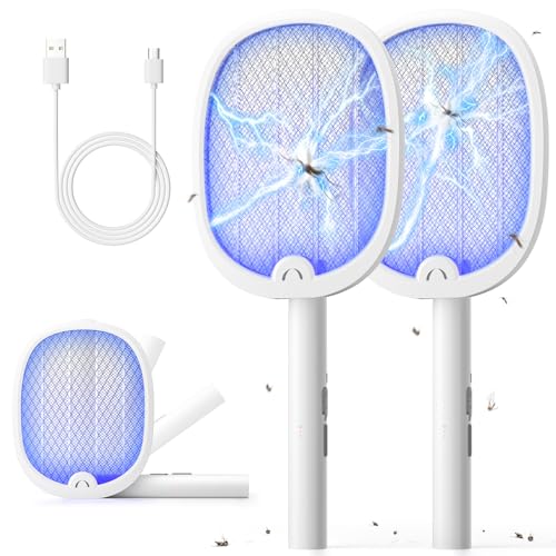 YISSVIC 2PCS Raquette Electrique Insectes Pliable 4000V Rechargeable