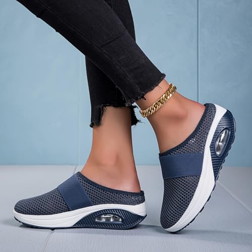 Summer cool breathable women's slippers Diabetic Air-Cushion Slip-On Walking Shoes, Orthopedic Slippers, with Arch-Support for Women Mesh Air Cushion Orthopedic Diabetic Sandals Closed Toe Slides 7