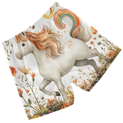 Pigsaly Boys Swim Trunks Little Unicorn Rose Boys Board Shorts Swimsuit Swimwear Summer Bathing Suit 4T2