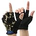 NATURE Ann Boy Girl Kid Child Children Half Finger Fingerless Short Shock-Absorbing No-Slip Pro Cycling Gloves Mitten for Cycling Exercise Skate Skateboard Roller Skating Other Sports (Army Green)