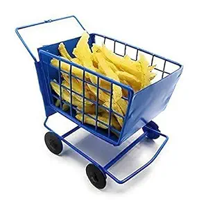 APEROL DESIGN Iron Shopping Cart Shape Platter Trolley for Kitchen/Dinning Table Serving Platter (Blue Color)