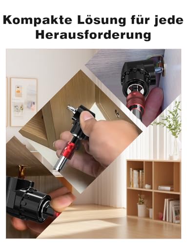 Mellbree 105° Winkelschrauber, Winkelaufsatz für Akkuschrauber mit 1/4-Zoll Schnellwechsel und Magnetischen Bithalter Multifunktions Winkel Bithalter, kompatibel mit Bosch und Makita Akkuschrauber