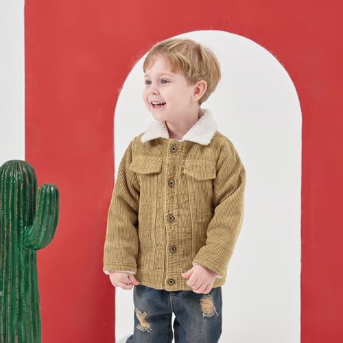Volunboy Baby Boy Corduroy Jacket Toddler Fleece Winter Coat Kid Sherpa Lined Button Down Warm Outwear2