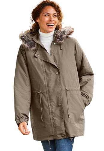 Woman Within Plus Size Quilt-Lined Taslon Anorak