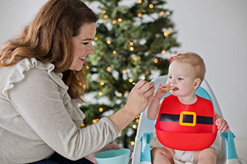 Little Holly Dear Santa Silicone Bib Set, Christmas Silicone Bibs With Food Catcher, Soft Adjustable Fit Toddler Bibs, Dishwasher Safe Baby Bibs, Feeding Accessory For New & Expecting Parents #TOP4