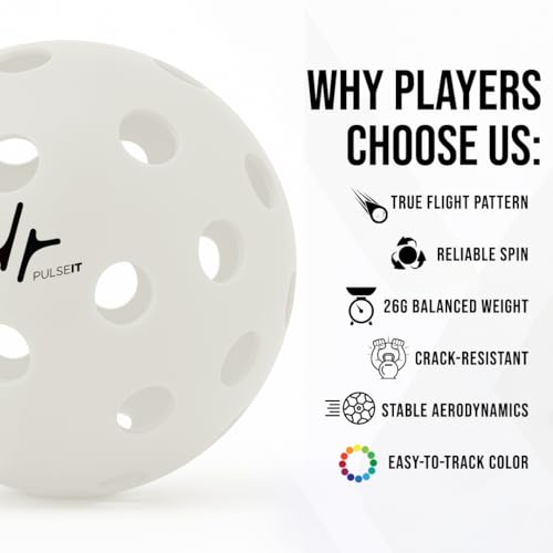 Image of PulseITRally Outdoor Pickleball Balls Set of 6 | 40 Precision Holes, Stable True Flight & Consistent Bounce | Durable High Visibility Pickle Balls for Training, Practice & Competition | White