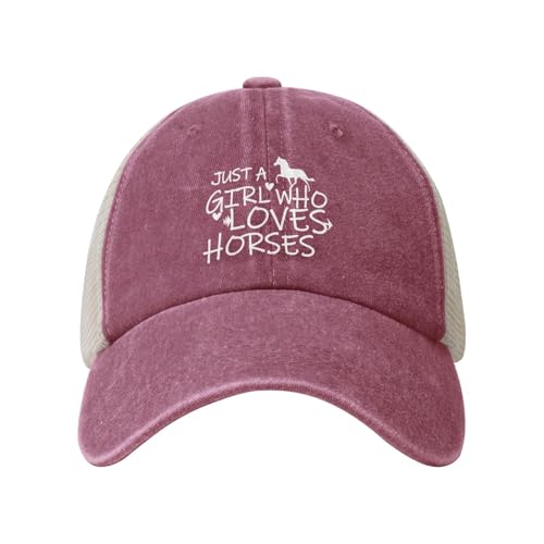 Image of Just Girl Who Loves Horse Hat Baseball Cap for Women Adjustable Trendy Hats Cotton