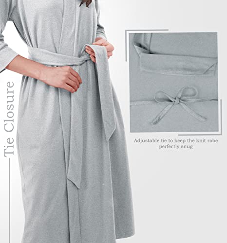 Ny Threads Womens Robe, Luxury Lightweight Knit Kimono Robes, Casual Light Bathrobe For Sleepwear And Loungewear, Heather Grey, Medium #TOP4