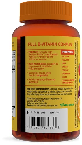 Nature’s Way Alive! B-Complex Gummies, Cellular Energy Support*, 8 B-Vitamins, Vegetarian, Mango Flavored, 60 Gummies #TOP7